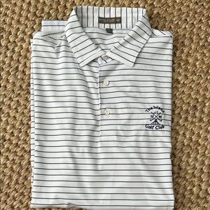 Peter Millar White and Blue Striped Polo Shirt